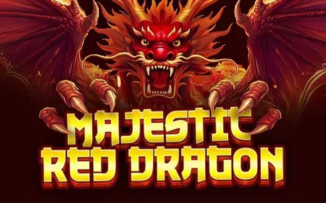 Majestic Red Dragon title artwork: a red dragon with spread wings above gold lettering